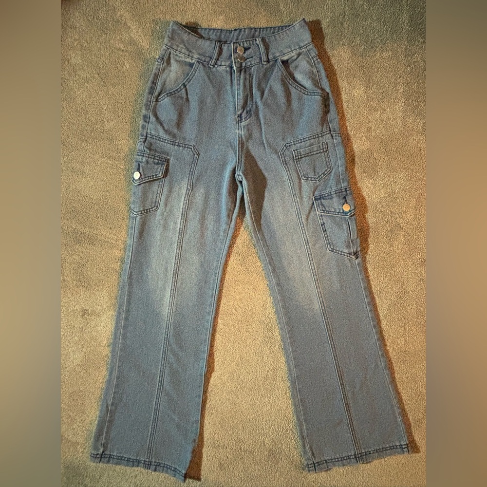 Sunidol High Rise Wide Leg Denim Jeans Size Small, No Stretch.